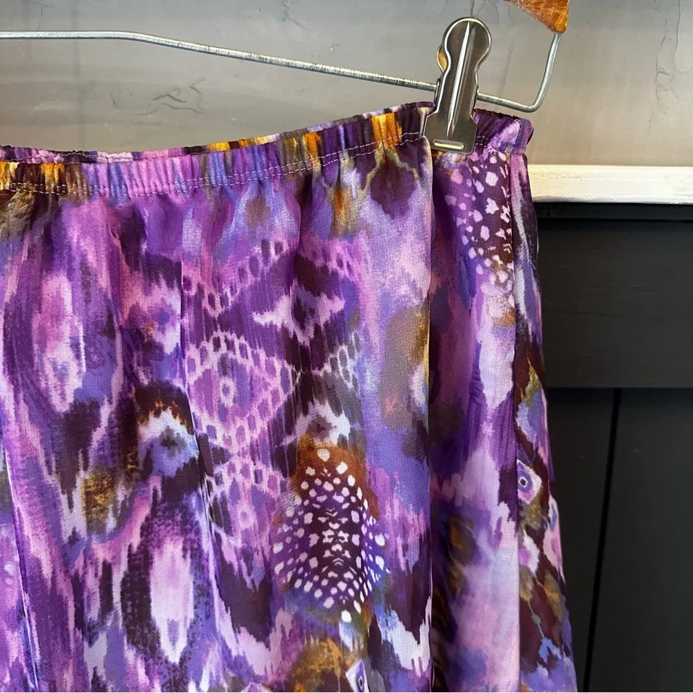 Y2K Knitworks Purple Graphic Patterned High-Low Lined‎ Skirt size XL